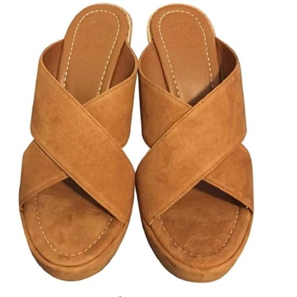 NEW Tory Burch Bailey Wedge Caramel sz 9 - Picture 3 of 4